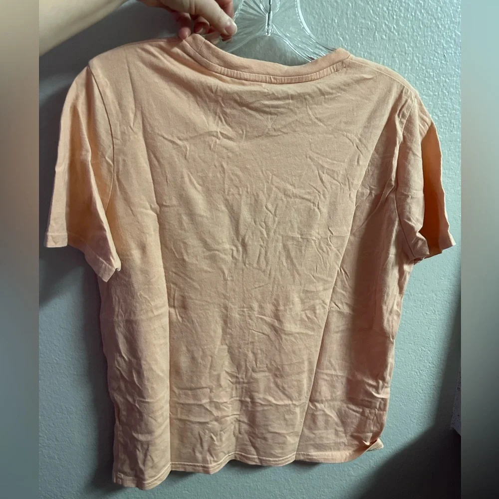 Stylish Sezane Amour Libre T Shirt Free Love Cotton Peach Short Sleeve Sz Small - Picture 7 of 11
